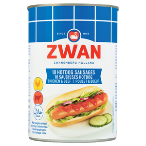 Zwan 10 Hot Dog Sausages Chicken & Beef 200G
