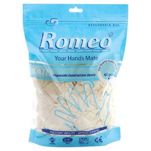 Romeo Latex Disposable Examination Gloves Large 40 Pieces