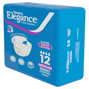 Elegance Adult Diapers Medium Night 12 Pieces