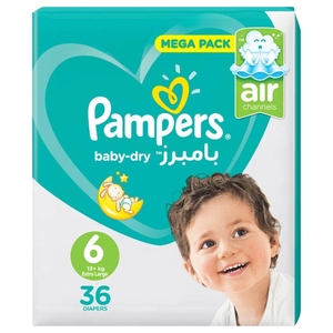 Pampers Baby-Dry Diapers Size 13+Kg With Leakage Protection 36 Diapers