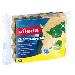 Vileda Slalom Universal Foam Dish Washing Sponge Scourer 2 Pieces