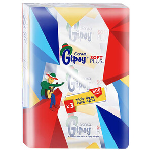 Gipsy Soft Plus Facial Tissue 300 Sheets X3