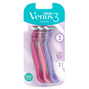 Gillette Venus 3 Colors Razor For Women 3 Pieces