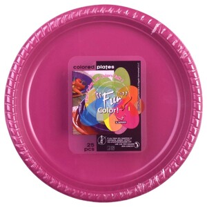 Fun Color Purple Disposable Plastic Plate 22Cm 25 Pieces