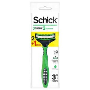 Schick Xtreme3 Sensitive Razors 2+1 Free