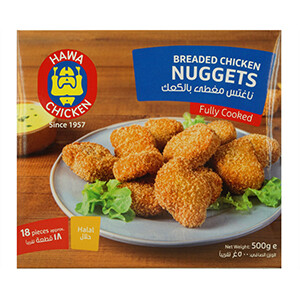 Hawa Chicken Frozen Breaded Chicken Nuggets 18 Pieces 500G
