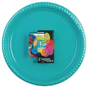 Fun Color Plastique Plate Turquoise 22Cm 25 Pieces