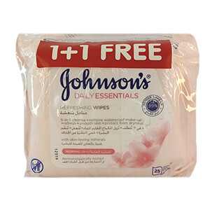 Johnson Facial Wipes Normal Skin Pink 1+1 Free