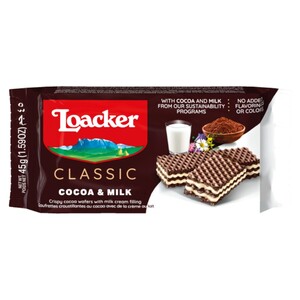 Loacker Wafer Cocoa & Milk 45G