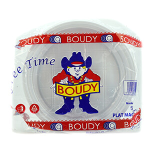 Boudy Disposable Plastic Plates White 22Cm 50 Pieces