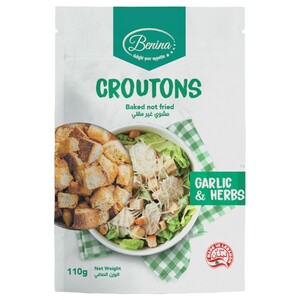 Benina Croutons Garlic & Herbs Baked Not Fried 110G