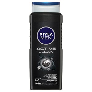Nivea Active Clean 3In1 Shower Gel For Men 500Ml