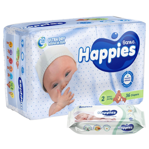 Happies Diapers Baby Small Size 2 3-6 Kg 36 Pieces