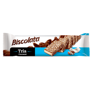 Biscolata Wafer Tria Filled Milk Coconut & Chocolate Coated 100G