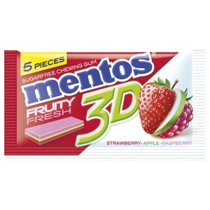 Mentos 3D Gum Strawberry Apple Raspberry 5 Pieces 8.5G