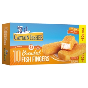 Captain Frozen Fisher Fish Finger Breaded 10 Pieces 250G + 50G Free