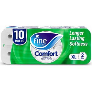 Fine Comfort Xl Toilet Paper 2 Ply, 10 Rolls X 250 Sheets