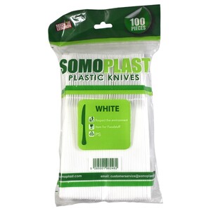 Somoplast Plastic Knives White 100Pcs