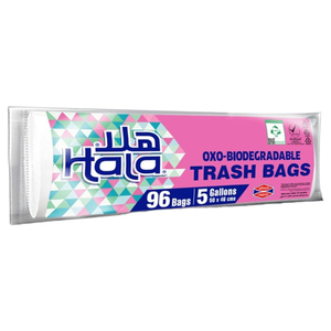 Hala Oxo-Biodegradable Trash Bags 5 Gallons 96 Bags