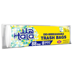 Hala Oxo-Biodegradable Trash Bags 8 Gallons 88 Bags