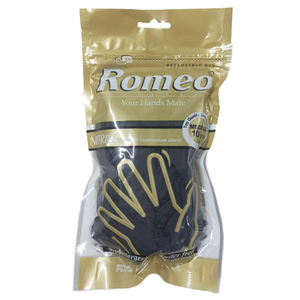 Romeo Nitrile Disposable Gloves Black Medium 10 Pieces