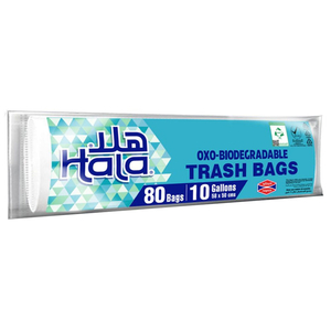 Hala Oxo-Biodegradable Trash Bags 10 Gallons 80 Bags