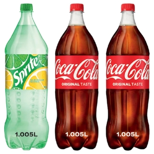 Coca Cola Carbonated Drink 1L 2 Pieces + Sprite Carbonated Drink 1L