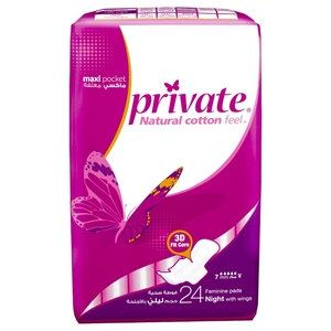Private Feminine Pads Maxi Pocket Night 24 Pieces