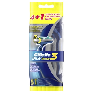 Gillette Blue 3 Simple Men Razors (4+1 Free)