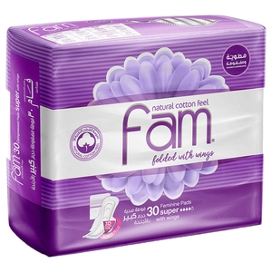 Fam Napkins Maxi Folded With Wings Super Pads 30 Pieces