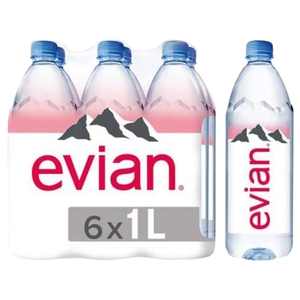 Evian Natural Mineral Water 1L X6