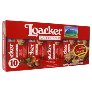 Loacker Wafer Napolitaner Hazelnut 45G X10