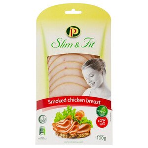 Perutnina Ptuj Slim & Fit Smoked Low Fat Chicken Breast Slices Gluten Free 100G