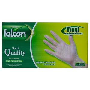 Falcon Vinyl Examination Gloves Medium 100 Pieces
