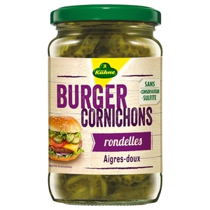 Kühne Cornichons Rondelles Aigres-Doux Spécial Burger 185G