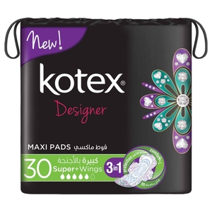Kotex Maxi Pads Super With Wings 30 Pieces