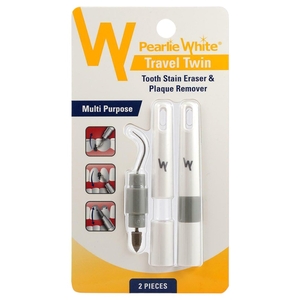 Pearlie White Travel Twin Plaque & Tooth Stain Remover 2 Pcs