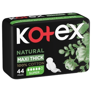 Kotex Natural Maxi Thick 100% Cotton Super 44 Pads