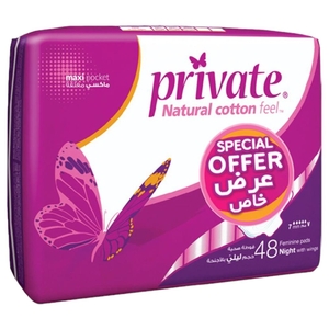 Private Maxi Feminin Pads Wings Night 48 Pads