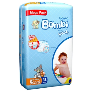 Bambi Diaper X-Large Size 5 Mega Pack 74 Pieces