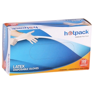 Hotpack Latex Disposable Gloves Medium 100 Pieces