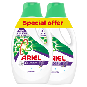 Ariel Lavender Freshness Laundry Detergent Liquid Gel Value Pack 2 X 1.8 Litres