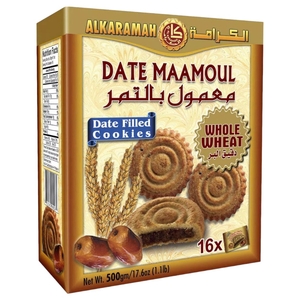 Al Karamah Whole Wheat Date Ma'amoul Filled Cookies 16 Pieces 500G