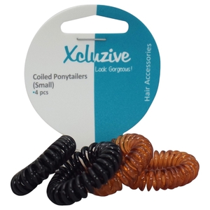 Xcluzive 4-Coiled Ponytailers Small 4 Pieces