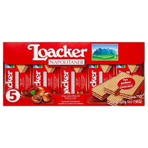 Loacker Napolitaner Crispy Wafers Filled With Hazelnut Cream 45G X5