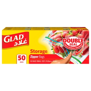 Glad Storage Zipper Bags Double Seal 50 Pieces