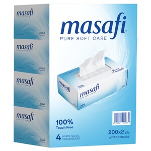 Masafi Facial Tissue 2 Ply 200 Sheets X4