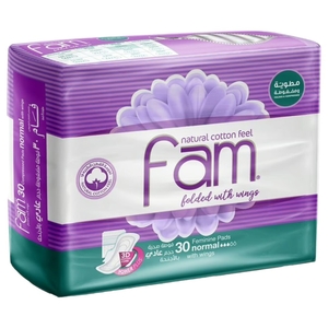 Fam Natural Cotton Feel Wings Normal Sanitary 30 Pieces