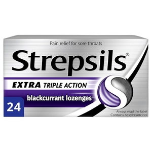 Strepsils Extra Blackcurrant Lozenges 24 Pieces