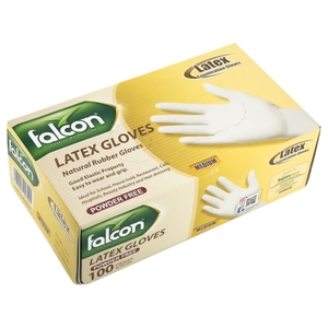Falcon Latex Gloves Medium With Powder 100 Pieces